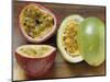 Halved Purple Granadilla and Granadilla (Passion Fruit)-Eising Studio - Food Photo and Video-Mounted Photographic Print