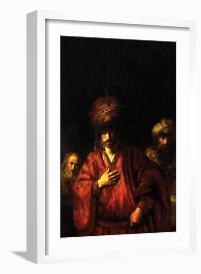 Haman in Disgrace-Rembrandt van Rijn-Framed Art Print