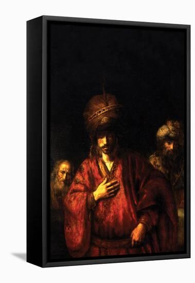 Haman in Disgrace-Rembrandt van Rijn-Framed Stretched Canvas