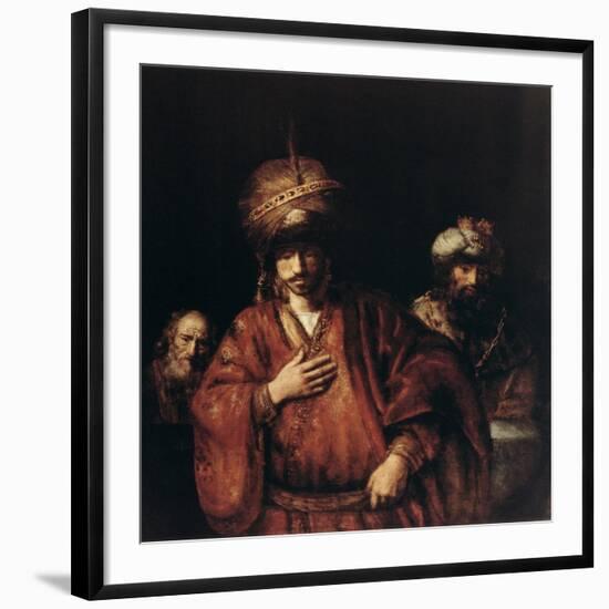 Haman Recognizes His Fate, C1665-Rembrandt van Rijn-Framed Giclee Print