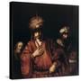 Haman Recognizes His Fate, C1665-Rembrandt van Rijn-Stretched Canvas