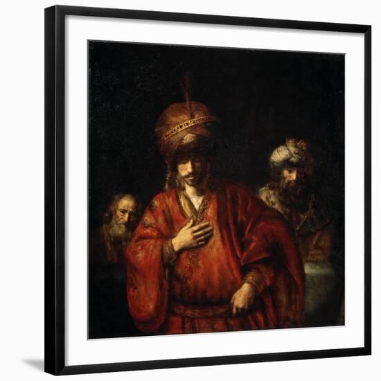 Haman Recognizes His Fate (David and Uria), 1665-Rembrandt van Rijn-Framed Giclee Print