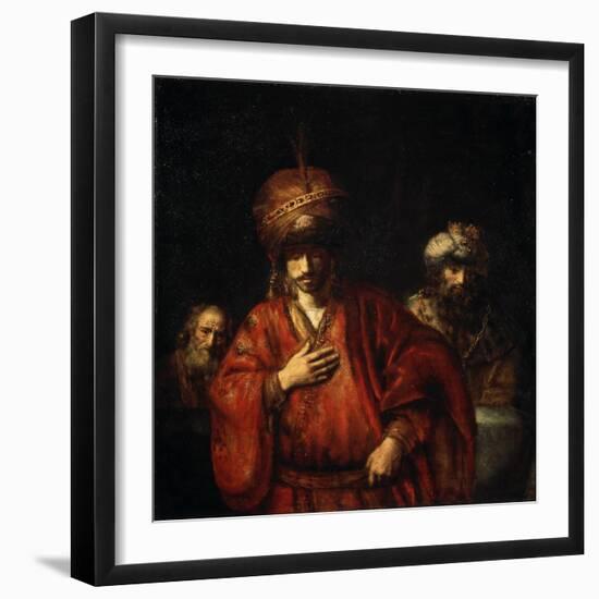Haman Recognizes His Fate (David and Uria), 1665-Rembrandt van Rijn-Framed Giclee Print