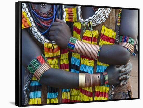 Hamar tribe, people in traditional clothing, Hamar Village, South Omo, Ethiopia-Keren Su-Framed Stretched Canvas