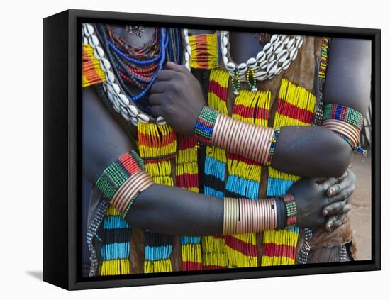 Hamar tribe, people in traditional clothing, Hamar Village, South Omo, Ethiopia-Keren Su-Framed Stretched Canvas