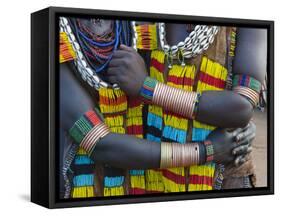 Hamar tribe, people in traditional clothing, Hamar Village, South Omo, Ethiopia-Keren Su-Framed Stretched Canvas