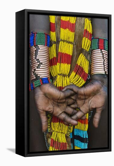 Hamar tribe, woman in traditional clothing, Hamar Village, South Omo, Ethiopia-Keren Su-Framed Stretched Canvas