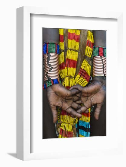 Hamar tribe, woman in traditional clothing, Hamar Village, South Omo, Ethiopia-Keren Su-Framed Photographic Print