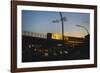 Hamburg - a Subway Car Driving over a Bridge at Sundown-Petra Daisenberger-Framed Photographic Print