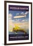 Hamburg America Lines Flies over the Ocean and Isthmus-E. Bauer-Framed Art Print