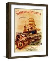 Hamburg - Australia', Poster Advertising the German Australian Steamship Company, 1889-German School-Framed Giclee Print