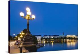 Hamburg Binnenalster at Night-IndustryAndTravel-Stretched Canvas