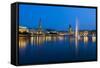 Hamburg Binnenalster at Night-IndustryAndTravel-Framed Stretched Canvas