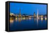 Hamburg Binnenalster at Night-IndustryAndTravel-Framed Stretched Canvas