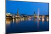 Hamburg Binnenalster at Night-IndustryAndTravel-Mounted Photographic Print