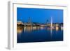 Hamburg Binnenalster at Night-IndustryAndTravel-Framed Photographic Print