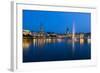 Hamburg Binnenalster at Night-IndustryAndTravel-Framed Photographic Print