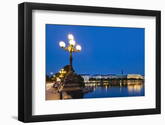 Hamburg Binnenalster at Night-IndustryAndTravel-Framed Photographic Print