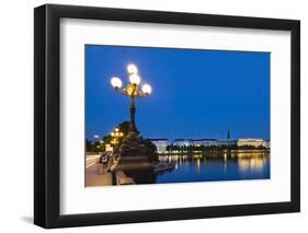 Hamburg Binnenalster at Night-IndustryAndTravel-Framed Photographic Print