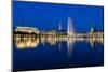 Hamburg Binnenalster at Night-IndustryAndTravel-Mounted Photographic Print