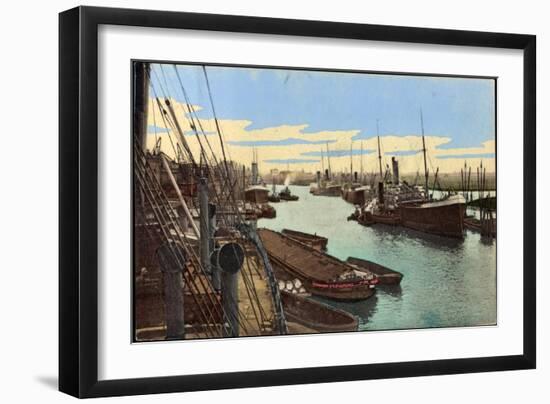 Hamburg, Blick Zum Ellernholzhafen, Schiffe, Frachter-null-Framed Giclee Print