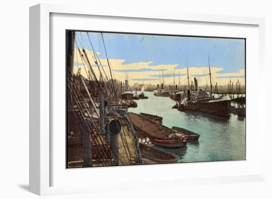 Hamburg, Blick Zum Ellernholzhafen, Schiffe, Frachter-null-Framed Giclee Print