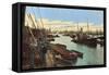 Hamburg, Blick Zum Ellernholzhafen, Schiffe, Frachter-null-Framed Stretched Canvas