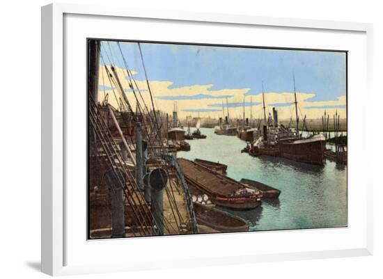 Hamburg, Blick Zum Ellernholzhafen, Schiffe, Frachter--Framed Giclee Print