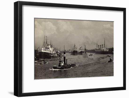 Hamburg, Blick Zum Kaiser Wilhelm Hafen, Schiffe-null-Framed Giclee Print