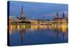 Hamburg City Center over the Lake-Leonid Andronov-Stretched Canvas