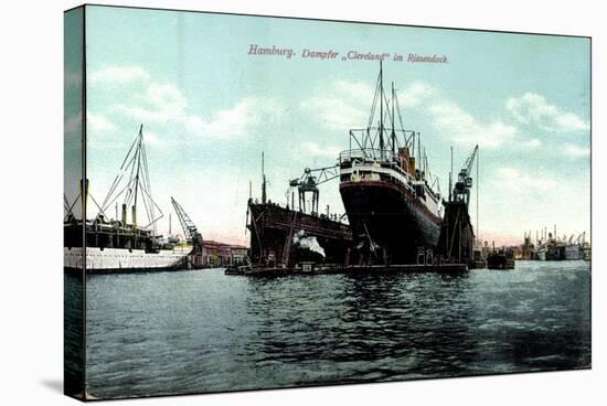 Hamburg, Dampfer Cleveland Der Hapag Im Riesendock-null-Stretched Canvas