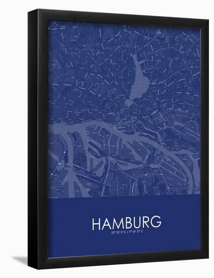 Hamburg, Germany Blue Map-null-Framed Poster