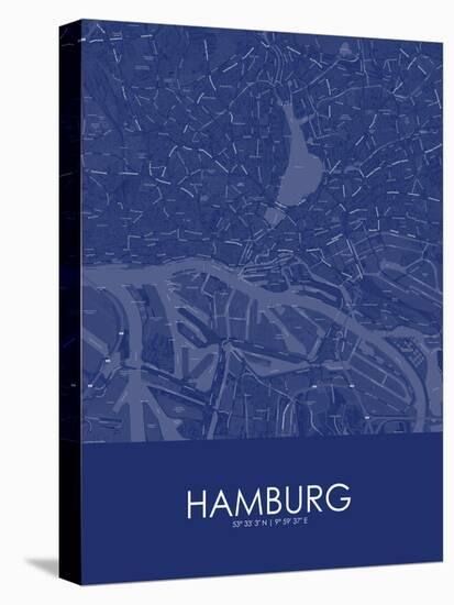 Hamburg, Germany Blue Map-null-Stretched Canvas