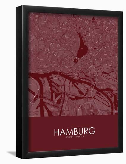 Hamburg, Germany Red Map-null-Framed Poster