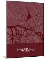 Hamburg, Germany Red Map-null-Mounted Poster