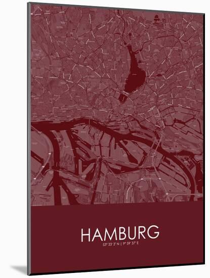 Hamburg, Germany Red Map-null-Mounted Poster