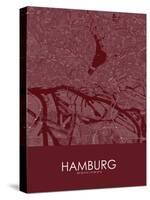 Hamburg, Germany Red Map-null-Stretched Canvas