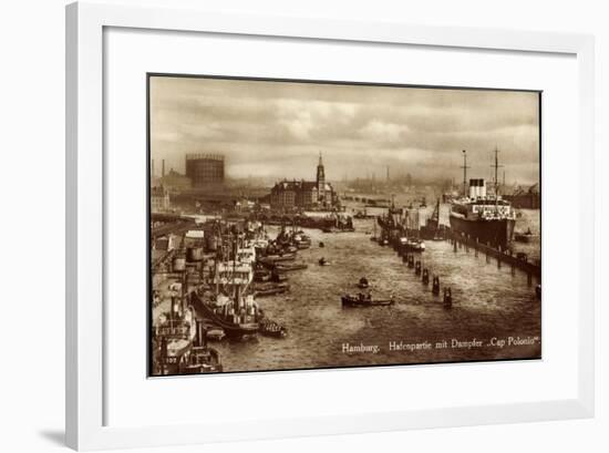 Hamburg, Hafen, Dampfer Cap Polonio, Silo, Kutter-null-Framed Giclee Print