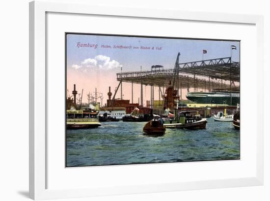 Hamburg, Hafen, Schiffswerft Von Blohm and Voß-null-Framed Giclee Print