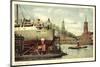 Hamburg, Hafenpartie Mit Dampfer Und Stadtblick-null-Mounted Giclee Print