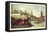 Hamburg, Hafenpartie Mit Dampfer Und Stadtblick-null-Framed Stretched Canvas