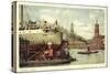 Hamburg, Hafenpartie Mit Dampfer Und Stadtblick-null-Stretched Canvas