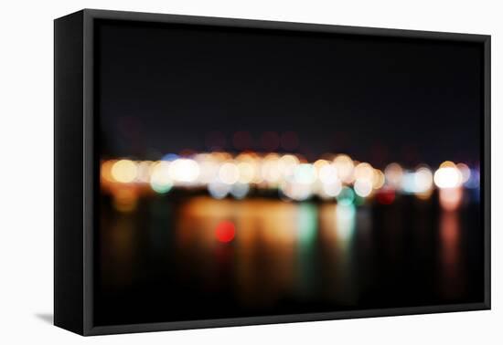 Hamburg Harbour in the Evening, Lights, Hamburg, Germany, Europe-Axel Schmies-Framed Stretched Canvas