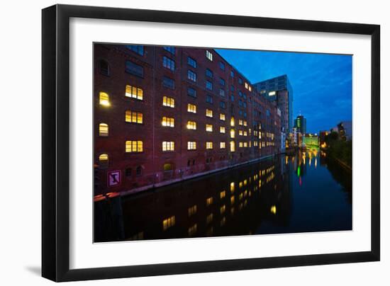 Hamburg, Harburg Channel, Dusk-Thomas Ebelt-Framed Photographic Print