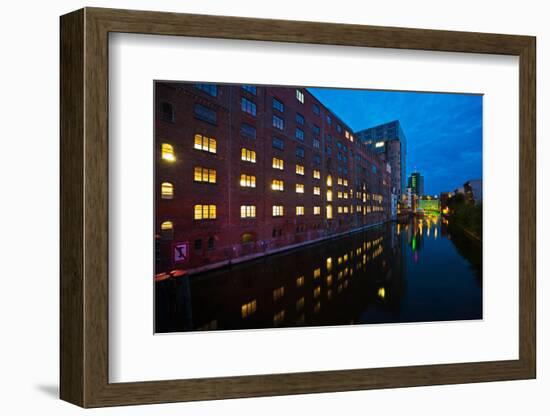 Hamburg, Harburg Channel, Dusk-Thomas Ebelt-Framed Photographic Print