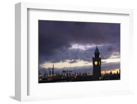 Hamburg, Landing Stages, Harbour, Dusk-Catharina Lux-Framed Photographic Print