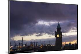 Hamburg, Landing Stages, Harbour, Dusk-Catharina Lux-Mounted Photographic Print