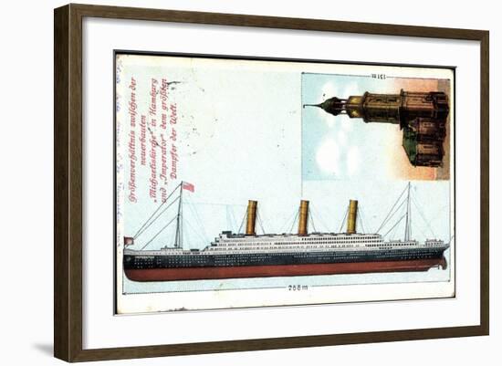 Hamburg, Michaeliskirche,Dampfer Imperator Der Hapag-null-Framed Giclee Print