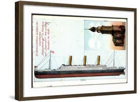 Hamburg, Michaeliskirche,Dampfer Imperator Der Hapag-null-Framed Giclee Print