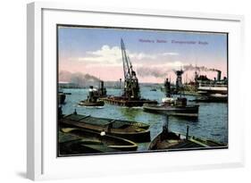 Hamburg Mitte, Transportabler Kran Im Hafen, Dampfer Expedient-null-Framed Giclee Print